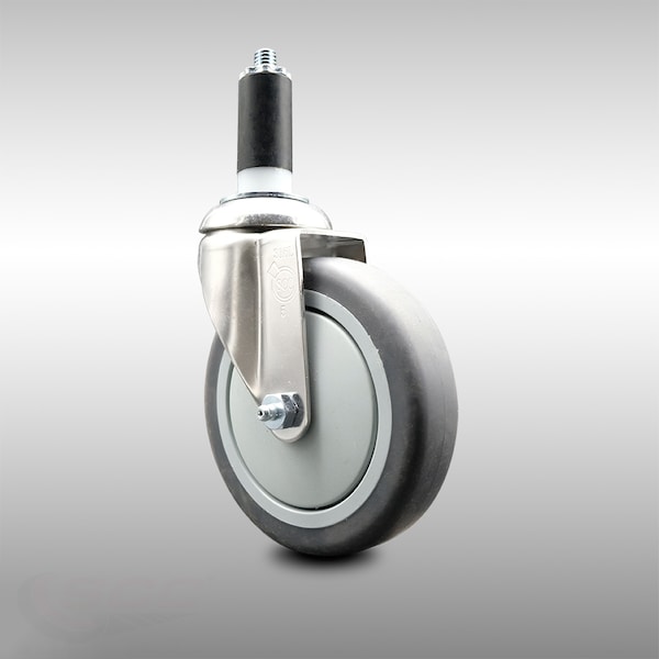 5 Inch 316SS Thermoplastic Rubber Wheel Swivel 1-3/8 Inch Expanding Stem Caster